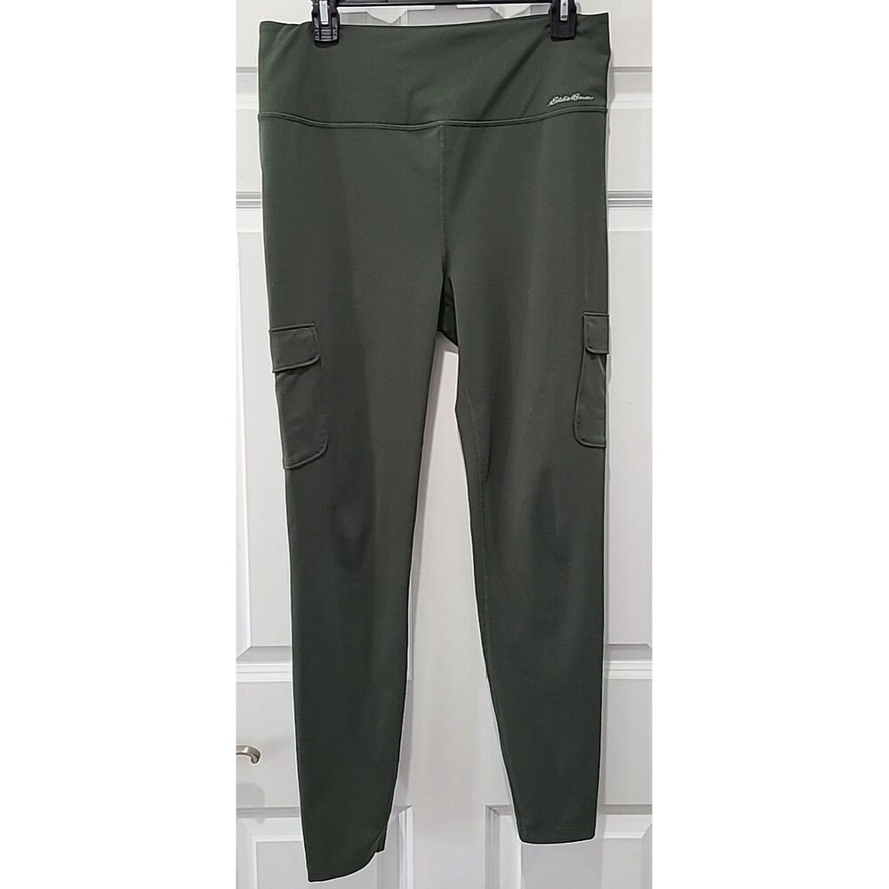 Eddie Bauer Stretch Leggings Size L (XL) Olive Army Green Cargo Pockets